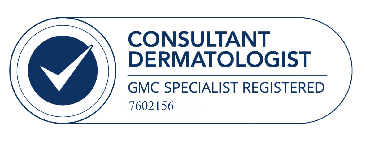 British Association of Dermatologists Consultant Dermatologist, GMC Specialist Registered, number 7602156